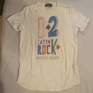 DSQUARED2 White Graphic 'D2 Caten Rock' Tee with Multicolor Print